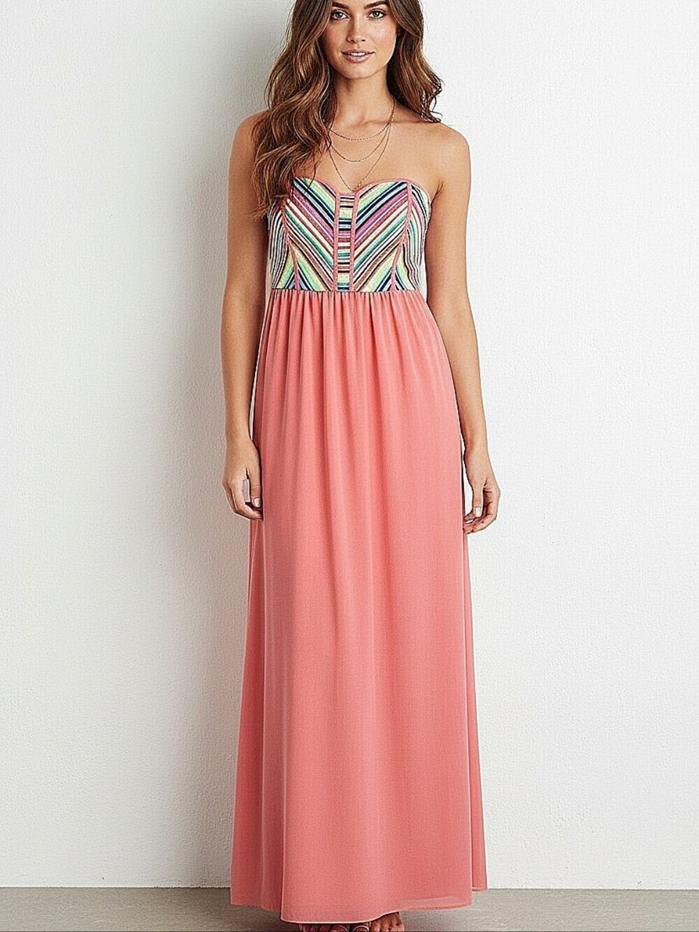 NEW! West 36th Pink Linen Strapless Maxi Dress